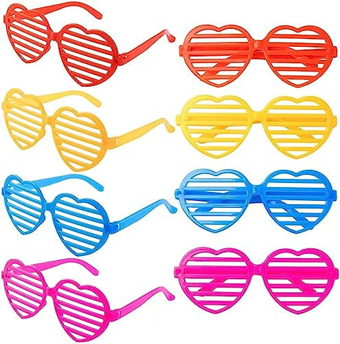 Mr. Gadget's Solutions Fun Express - Gafas de sol con forma de corazón, estilo retro, para discotecas, fiestas nocturnas, fiestas, gafas de plástico con forma de corazón.