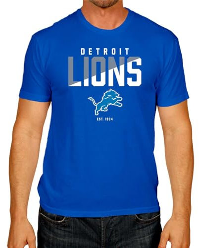 Team Fan Apparel NFL Diagonal Fade Color Block T-Shirt für Erwachsene – offiziell lizenziert – ohne Etikett – 100 % Baumwolle – Unisex, Detroit Lions – Royal, XXL