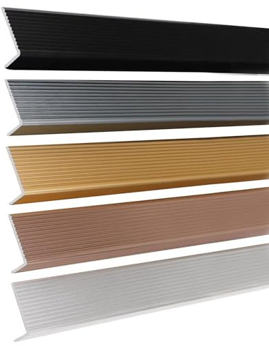 whalebee Antidérapant Bord pour Escaliers Nez De Marche Profilé D'escalier Longueur 90cm Epaisseur 2mm Bande Antidérapante Escalier, Baguette Angle Aluminium D'escalier-Protection