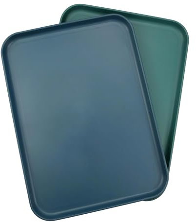 Zfseyuh Plateau de Service 2 Pièces Plateau Plastique Rectangulaire Plateaux Restauration Rapide Plateau Petit Dejeuner pour Cuisine Café Salle Manger 22 × 30,5cm