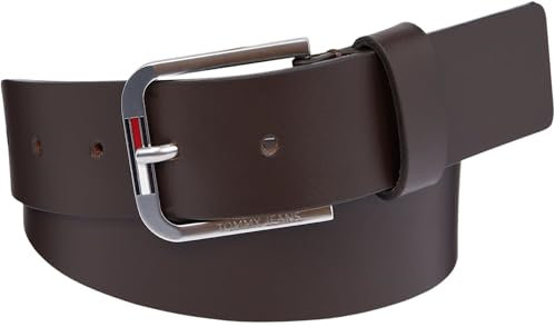 Tommy Jeans Herren Gürtel Austin aus Leder, Braun (Dark Brown), 85 cm