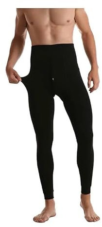 DREAM SOCKS Calzamaglia Termica Uomo in Pile Felpato - Pantaloni Termici Elasticizzati, Sottotuta Moto, Leggins Uomo Invernale per Montagna-Sci,Trekking (L, 1 X Black)