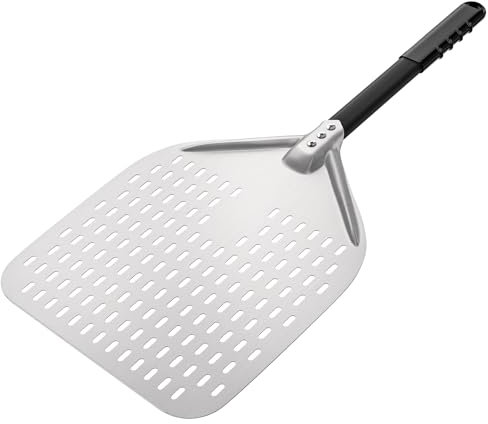 Karboby Pelle à Pizza 12 Pouces, Pelle à Pizza Perforée, Pizza Paddle en Aluminium Anodisé pour Transférer Pain, Patisserie, Pizzas, Gris Clair