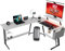 Devoko Bureau en Forme de L avec LED 160×130cm, Bureau Gaming d'angle avec Support de Moniteur amovable, Porte-gobelet et Crochet pour Casque, Facile à Installer,Table pour Jouer, Carbon Blanc