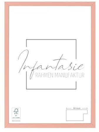 Infantasie 'N°2' Bilderrahmen 40x50 handgefertigt nach Maß | Rosa Pastell | MDF Holz-Design Collage Rahmen inkl. Kunstglas und Metall Aufhänger (Querformat & Hochformat)