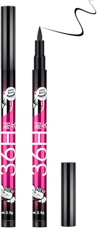 Flüssiger Eyeliner Wasserfest Schwarz - Schnell Trocknender Präzisions Liquid Stift - 36H Langlebig Hochpigmentiert für Perfektes Auftragen