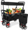 HOMELUX Bollerwagen faltbar mit Dach Handwagen Transportwagen klappbar Vollgummi-Reifen | bis 80 kg | nutzbar als Gartenwagen, Handwagen & Transportwagen, Schwarz