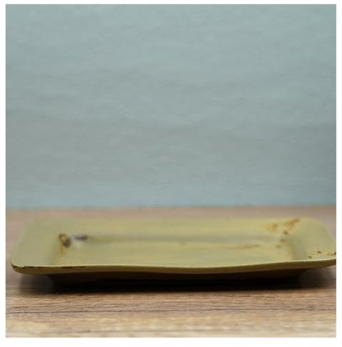 ENGENDER Assiette à Dessert Vaisselle Japonaise créative en céramique rétro Assiette rectangulaire Grise Verte Assiette de Barbecue émaillée à la Main Restaurant Assiettes(S)