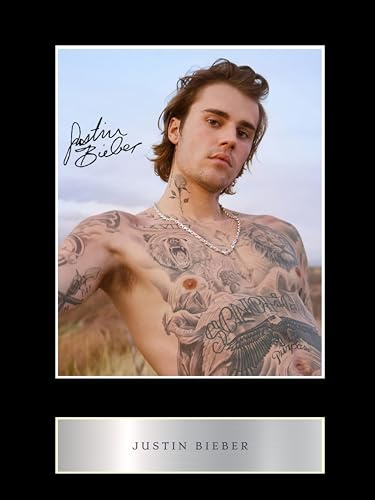 Justin Bieber vorgedrucktes Signatur-Foto, Nr. 1, gedrucktes Autogramm, Bild, 25,4 x 20,3 cm Passepartout
