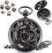 ManChDa Mini DND Würfel Set Steampunk Drache & Phoenix Taschenuhr Gehäuse, 7-Teilig Polyedrisches Metall D&D Würfel Set, DND Geschenke mit Geschenk Box, Rollenspiel Brettspiel Zubehör Würfel, Schwarz