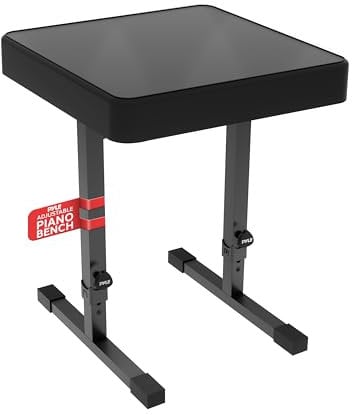 Pyle Adjustable Padded Keyboard and Piano Bench - Portable Musician's Bench with Non-Skid Feet and High-Density Foam for Electronic Digital Pianos, Lightweight, Durable | 16 x 12 x 17 - 22” in