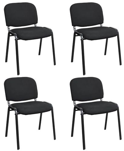 Eigentlich Besucherstuhl stapelbar 4er-Set, Besprechungsstuhl Stoff Polster schwarz, Gästesuhl stapelbar, Stuhl Sitzhöhe 44 cm x Sitztiefe 42 cm x Sitzbreite 47 cm, Stapelstuhl für Besprechungsraum