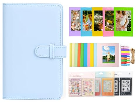 Aisnyho Instant Film Accessories Kit for Instax Mini LiPlay 12 11 9 8+ 8 evo 99 SE 40 90 70 50S 26 25 7S Camera,Include Album/Film Stickers/Mini Frames/Hanging Frame (Pastel Blue)