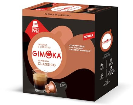 Gimoka Mélange Espresso Classico intensité 12/13-50 Capsules Aluminium - Compatibles avec les machines à café à usage domestique Nespresso* - Produit en Italie