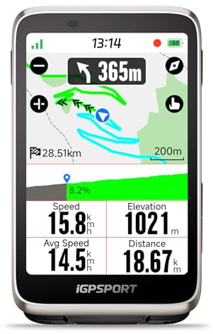 iGPSPORT BiNavi Bike Computer, Map Navigation Touch Screen Music Control Climb Tips, Wireless GPS Cycling Computer