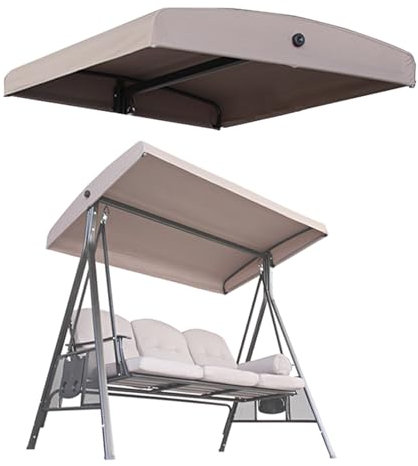 DFANCE Swing Canopy Replacement Cover,2 3 Seater Outdoor Porch Swing Canopy,Waterproof Replacement Canopy Top Cover for Garden Swing Chair Patio Hammock(Size:3 Seater:192×124cm/75.6×48.8in)