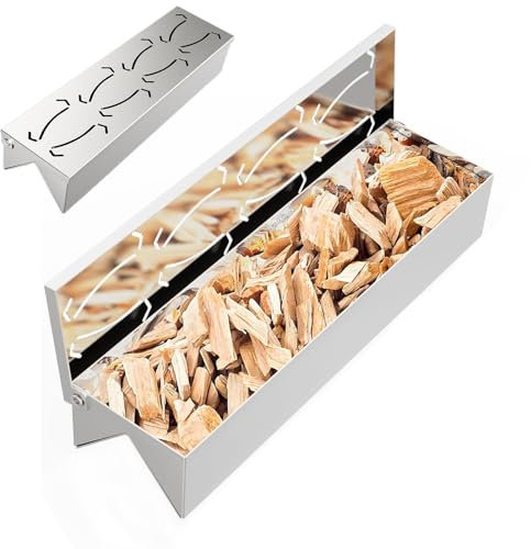 Räucherbox Edelstahl - Smokerbox Grillzubehör, Bbq Räucherbox Edelstahl | Hochleistungs-Räucherbox Mit Scharnierdeckel, Robuste Smokerbox Für Gasgrill, Holzkohlegrill, Grillzubehör Mit Holzchips