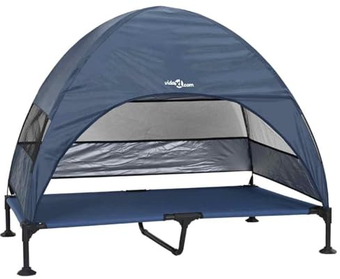 vidaXL Hochgelegtes Hundebett Marineblau 127 x 81 x 108 cm, Garten und Terrasse, Moderne, tragbare Hundebett, erhöhte Liegefläche, Kratzfest, für draußen
