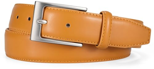 WHIPPY Herren Gürtel, Herren Ledergürtel klassischer Jeansgürtel für Männer 38mm breit, Gelb, 120cm
