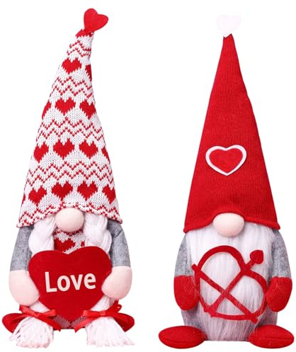 MaiWanTryst Valentinstag GNOME Plüsch, 2 Stück Valentinstag Deko Wichtel, Wichtel Frühling Muttertag Deko, Faceless Puppe Dekoration für Valentines, Geschenk Hochzeit Geburtstag Jahrestag