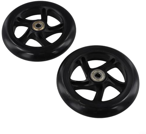 Set di 2 ruote per scooter con cuscinetti a lunga durata, per carrelli e pattini (125 mm x 24 mm, nero)