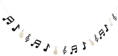 AKOOSY Musik Themenparty Dekobanner Satz mit Notengirlande aus Umweltfreundlichem Material Vielseitige Partydeko für Innen und Außen Geeignet für Hochzeiten und Konzerte