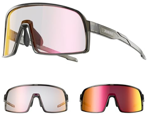 JUBAO Photochromic Sports Sunglasses for Men Women，TR90 Unbreakable Frame Clear Cycling Glasses UV400 Protection for Cycling Running Golf (Not Polarising)