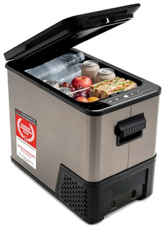 TZS First Austria - Frigo a Compressore Portatile 38L - Fino a -20°C - 41 dB - 12V 24V 230V - Anti-Impronta - per Auto Camping Viaggio - Dark Steel