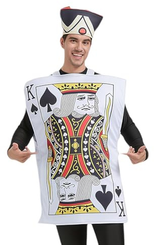 Lbaote Cosplay-Kostüme, geteilter Schultergurt, Spielkarte, Maskerade-Outfit mit Hut, für Party, Maskerade, Rollenspiele, Karneval