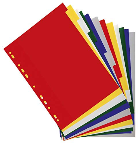 Exacompta 3012E Premium-Register für DIN A4 aus langlebigem Kunststoff 12-teilig volle Höhe 22 x 29,7 cm vollfarbig 2 x 6 Farben PP Trennblätter Trennstreifen
