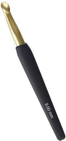 KnitPro Crochet Hook Aluminium: 15cm x 9.00mm, Gold & Schwarz, 15cm x 9mm