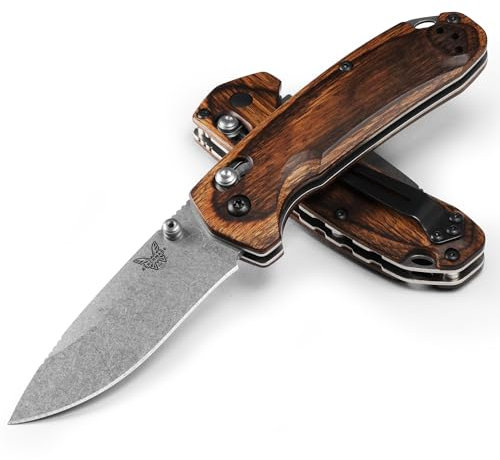 Benchmade North Fork Couteau Pliant Mixte Adulte, Gris/Bois, 75 mm