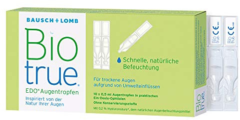 Biotrue Augentropfen, 10 x 0,5 ml | Bausch + Lomb, schnelle natürliche Befeuchtung, ohne Konservierungsstoffe, Kompatibel mit Kontaktlinsen