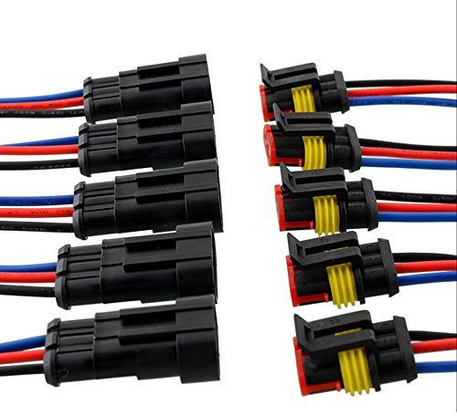 E Support™ 5 X Connecteur Electrique Etanche Prise 3 Pin Kit avec Fil AWG pour Voiture Connecteur auto c?bler