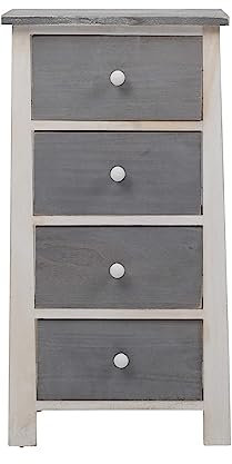 Rebecca Mobili Nachttisch im Shabby-Stil, Kommode mit 4 Schubladen, Paulownienholz, Weiß, als Wohneinrichtung für Schlafzimmer Bad Wohnzimmer – Maße: 73 x 37 x 27 cm (HxLxB) – Art. RE4328