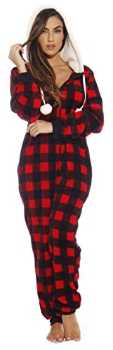 Just Love Adult Onesie/Pajamas,Small,Red Buffalo Plaid