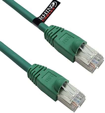 rhinocables CAT6 Ethernet Cable 2m – High Speed Shielded PoE Patch Lead for LAN, Internet, Router & Modem | Full Copper RJ45 Network Wire | Long Armoured Cable for Home & Office (Green, 15m)