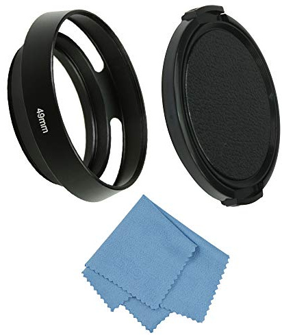 SIOTI 49mm Lens Hood, Oxidation Matte Anti Reflective Treatment, Aluminum Alloy, with 1 * 58mm Lens Cap, Compatible with Sony/Canon/Nikon/Fuji etc >40mm Camera Lens