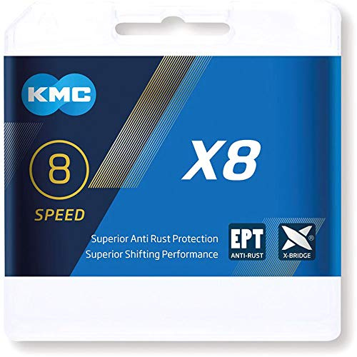 KMC Unisex – Erwachsene X8 EPT Anti-Rost Fahrradkette, schwarz, 1size
