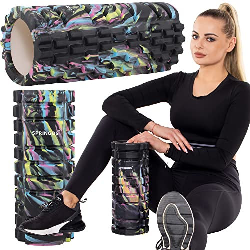 Faszienrolle BlackRoll: Foam Roller 33 CM für Wirbelsäule, Rücken und Nacken – Pilatesrolle für Yoga, Fitness und Entspannung – SPRINGOS