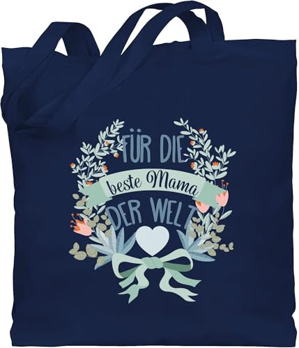 Baumwolltasche - Taschen - Beste Mama der Welt - Unisize - Navy Blau - geschenke tasche zum muttertag mutter muttertagsgeschenk kranz jutebeutel geschenk mom bag mutti ist die beutel kleinigkeit