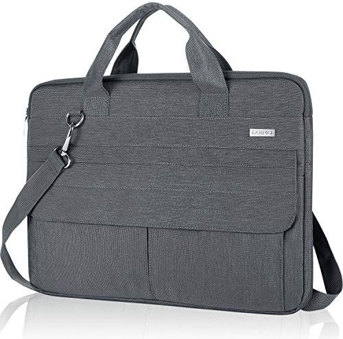 LANDICI Laptop Bag case 17 17.3 inch with Shoulder Strap, Waterproof Computer Sleeve Cover for 17-18 Inch MacBook HP Lenovo Acer Asus Dell Laptop, Slim Briefcase Messenger Bag for Men Women, Grey