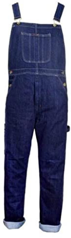 Mens Denim Jeans Dungarees Adults Bib and Brace Overall Heavy Duty Workwear Pant Dark Blue UK 32
