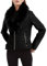 Giolshon Damen Kunstlederjacke Kurz Biker Mantel Winterjacket mit Abnehmbarem Kunstpelzkragen 9201 Schwarz L