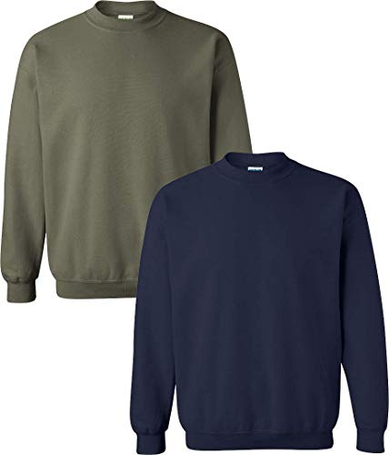 Gildan Men's Heavy Blend 8 Oz. T Shirt 2 Pack LRG-Military-Navy