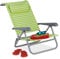 Relaxdays Liegestuhl klappbar, 8-stufig verstellbar, Strandstuhl mit Nackenkissen, Armlehnen & Flaschenöffner, grün/weiß, 1 Stück, 10035905