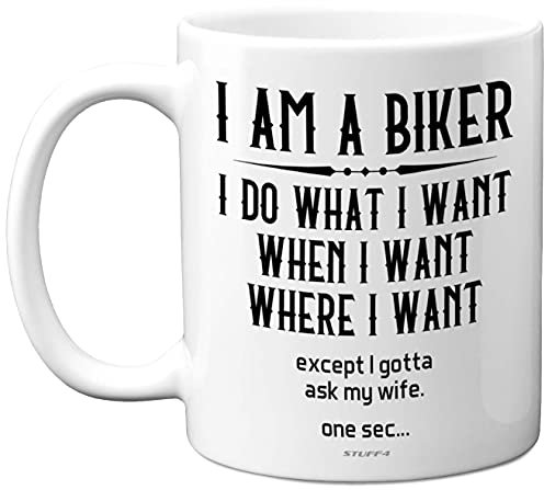 Tazza divertente da uomo con scritta I Am A Biker, regalo per uomo, moto, moto, tazza in ceramica, 325 ml, idea regalo per migliore amico, fidanzato, marito, fidanzato, fidanzato, regalo per lui