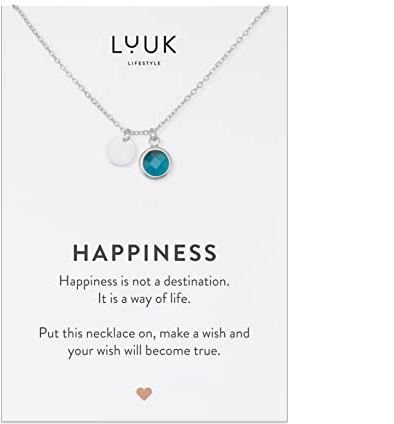 LUUK LIFESTYLE Halskette aus wasserfestem Edelstahl mit Glaskristall Anhänger, moderner Damenschmuck, Geschenkidee für Frauen, Freundschaftskette, in Gold, Silber und Rosé