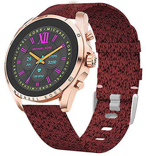 Giaogor Compatible for Michael Kors Gen 6 Band, Breathable Nylon Woven Fabric Replacement Strap Compatible for Michael Kors Gen 6 Bradshaw Smartwatch/MK Gen 6 Bradshaw 2021 (Red)