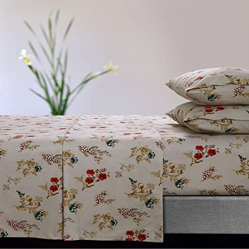 Tribeca Living Twin XL Extra Deep Pocket Flannel Sheet Set, Leilani Cream